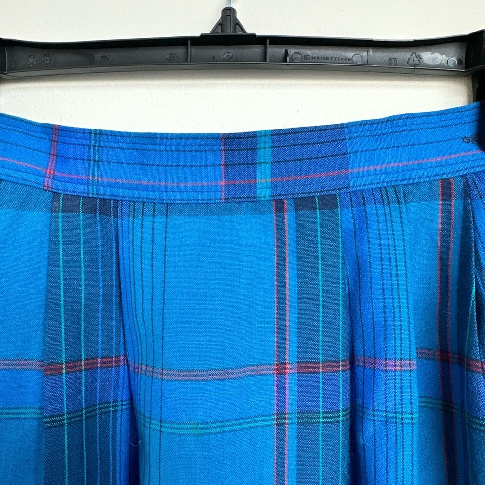 Pendleton Petite Vintage Vibrant Blue Plaid A-Line Skirt - Picture 3 of 8